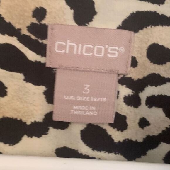 Chico's Leopard Print Cotton Button Up Shirt Top Blouse PLUS Size 3 (LG 16/18) - Picture 4 of 5
